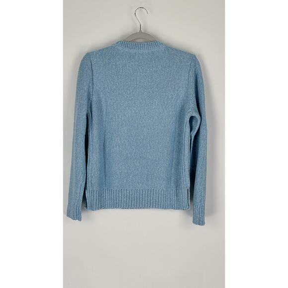 J Jill Crew Neck Knit Sweater Pullover Womens Size Small Mineral Blue White New - Picture 13 of 16